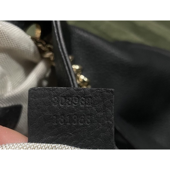 GUCCI SoHo Tote Shoulder Bag Black Leather Logo Chain Luxury Preppy - Picture 8 of 16